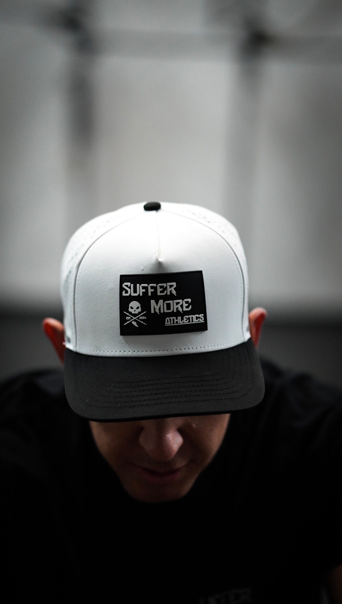 The Origin O.G. Performance Hat White/Black | Structured Training Snapback – Suffer More