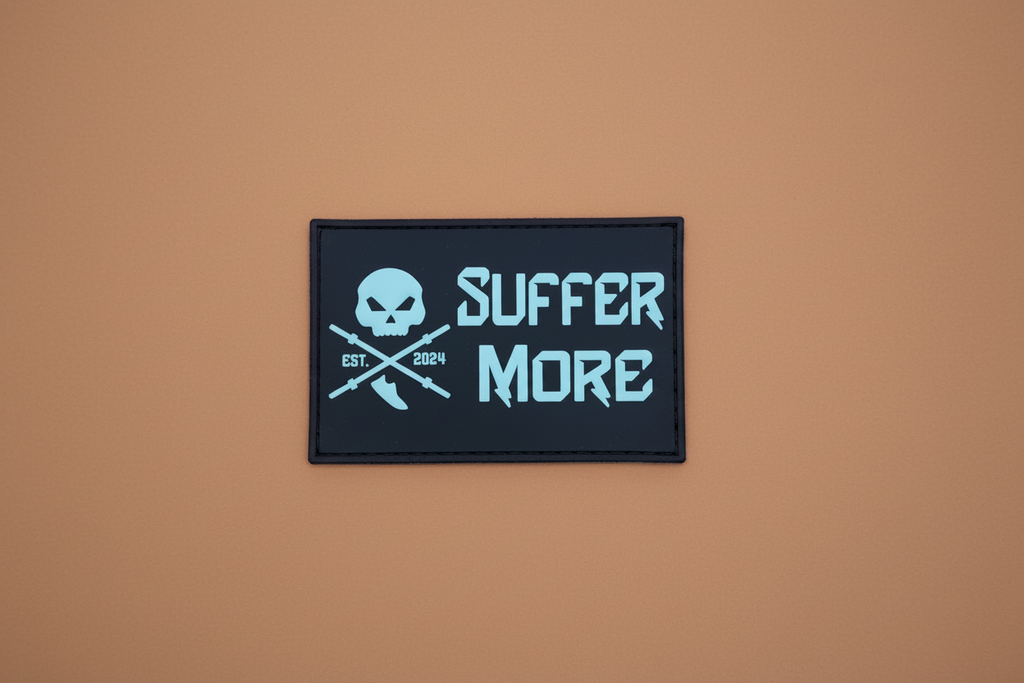Suffer More Athletics Rectangular PVC Patch | Blackout Velcro Tactical Patch