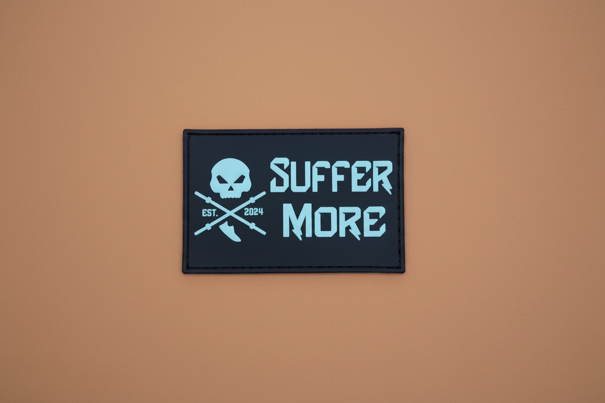 Suffer More Athletics Rectangular PVC Patch | Blackout Velcro Tactical Patch