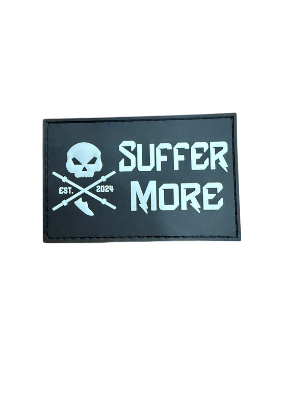 Suffer More Athletics Rectangular PVC Patch – Blackout Edition (Velcro Back)