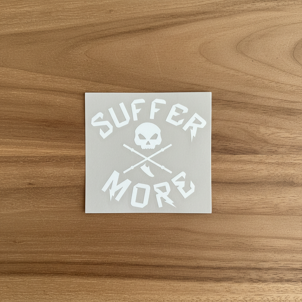 Sticker: Suffer More Athletics Transfer Sticker – Skull & Bars Logo