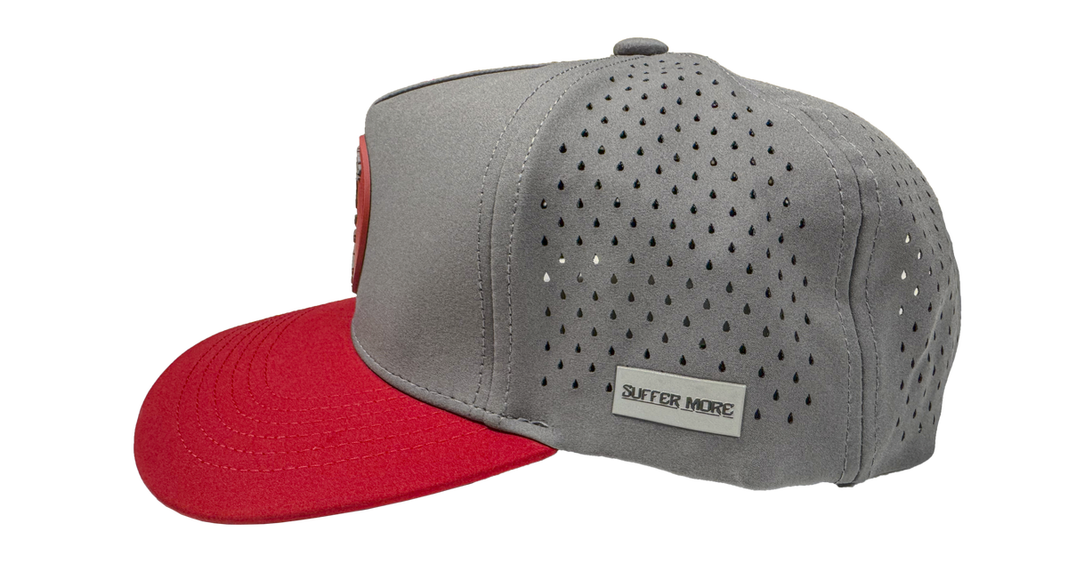 The Origin O.G. Performance Hat Grey/Red | Structured Training Snapback – Suffer More